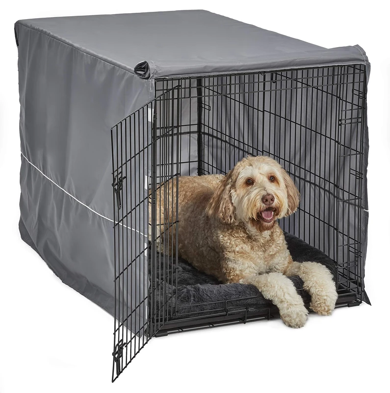 New World Double Door 122 cm Dog Crate Kit, Bundle Includes a Two-Door Cage, Matching Gray Bed and Crate Cover, For Extra-Large Sized Breeds