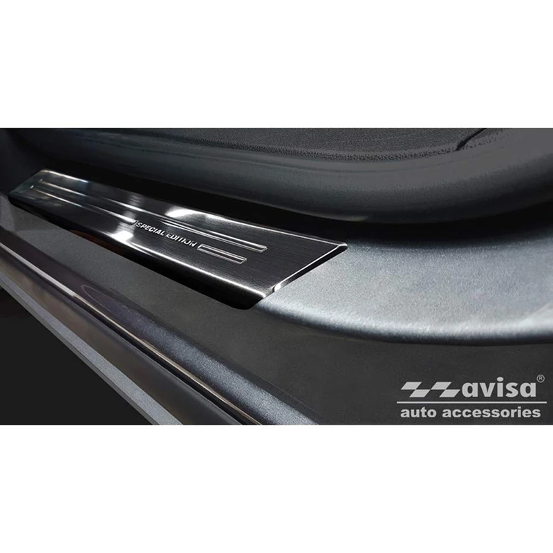 Avisa Black Inox door sill protectors compatible with Opel Zafira 2012-2019 - 'Special Edition' - 4-pieces