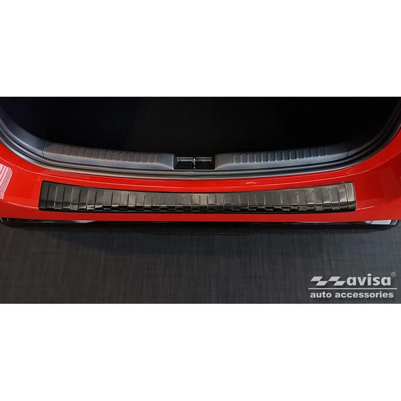 Avisa Black Stainless Steel Rear bumper protector compatible with Toyota Yaris IV Hatchback 5-doors 2020-2024 & Facelift 2024- excl. GR 'Ribs'