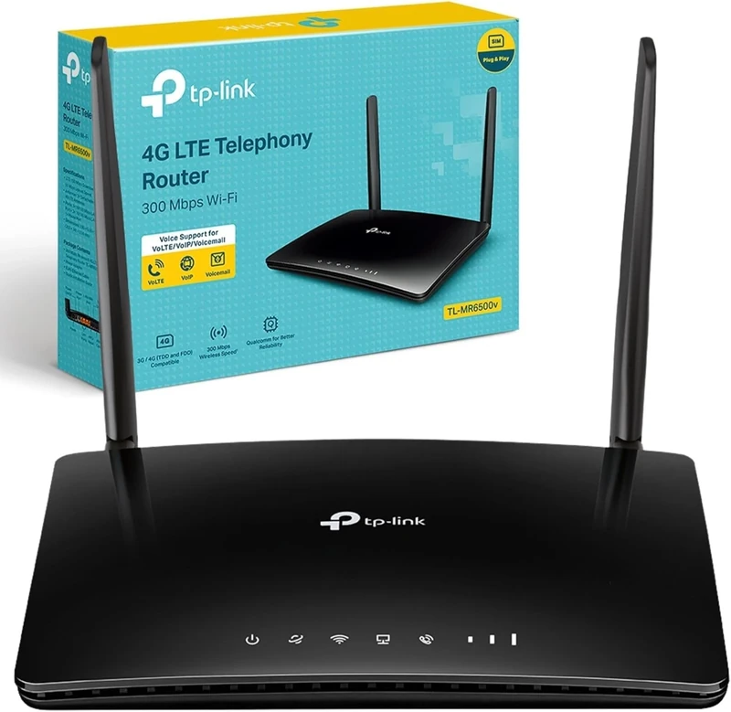 TP-Link TL-MR6500v N300 4G LTE Telephony WiFi Router, 4G Router with SIM Slot Unlocked, Speeds up to 300 Mbps, VoLTE/CSFB/VoIP Voice Functions for Phone Calls, No Configuration Required, Plug & Play