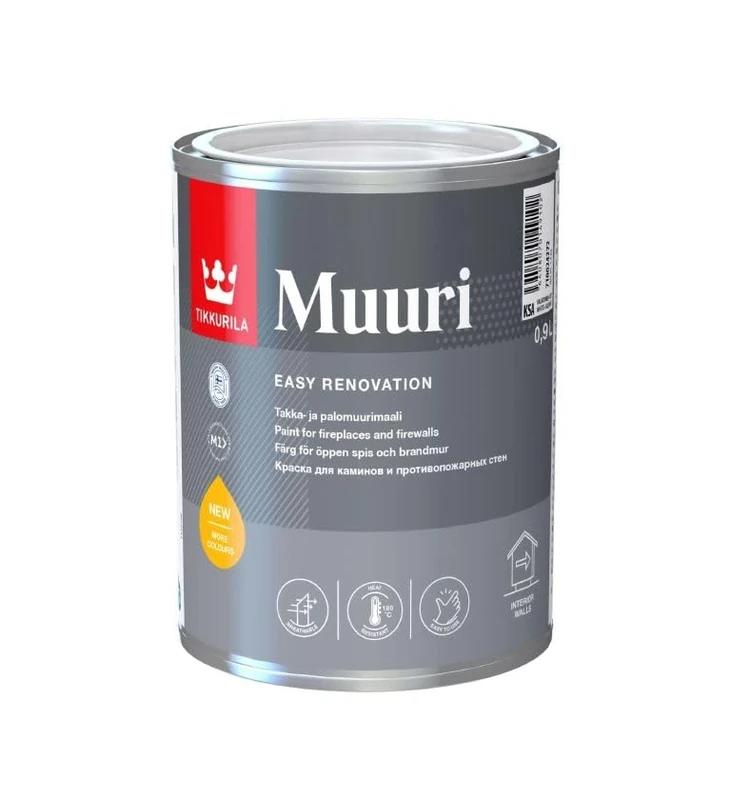 TIKKURILA Muuri Fireplace Paint – Heat Resistant Water-Based Paint for Fireplaces, Firewalls & Stoves – Withstands up to 180°C