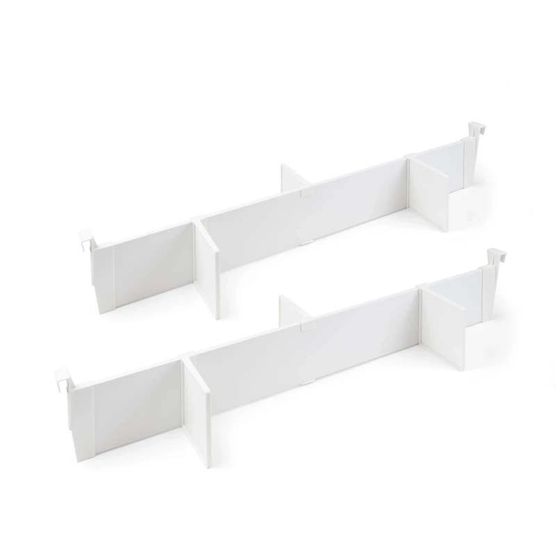 Emuca - Adjustable Drawer Organiser kit, Accessories Drawer dividers 900mm (35,4 inch), Aluminium, White.