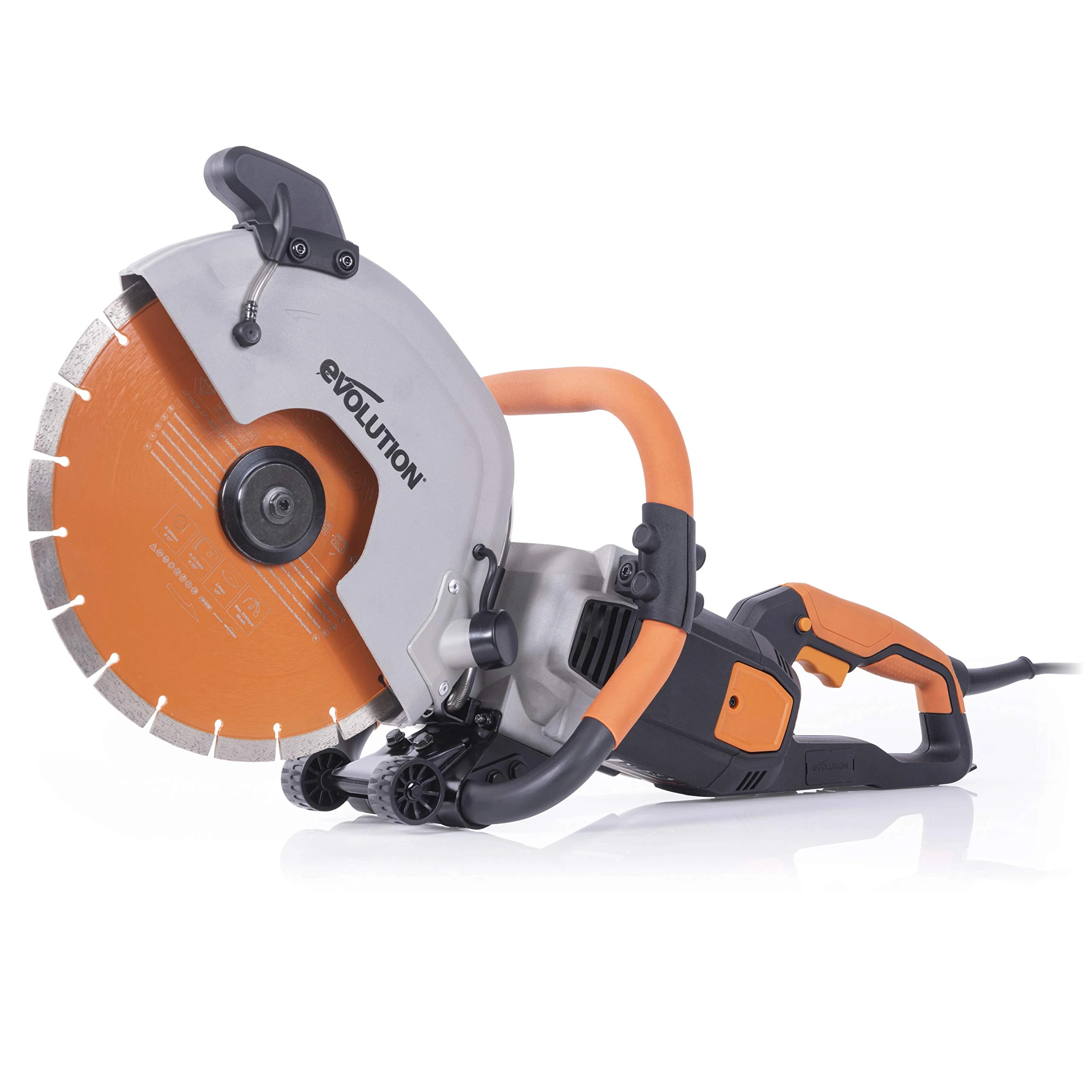 Evolution Power Tools R300DCT+ Concrete Saw - 2400W Motor, No Gas, 115mm Cut, Incl Premium Diamond Blade, 110V, 300mm