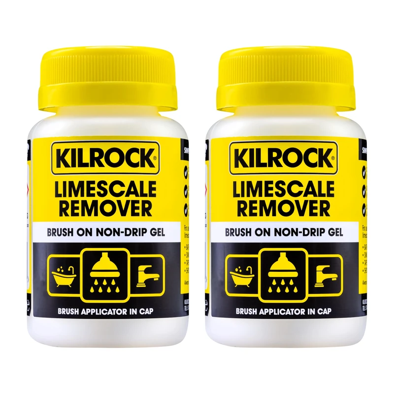 Kilrock Limescale Remover Brush On Non-Drip Gel 2 x 160ml - Brush Applicator in Cap - Dissolves Hard Water Stains and Heavy Build-ups - Perfect for Bath Rims, Sinks, Taps and Shower Heads
