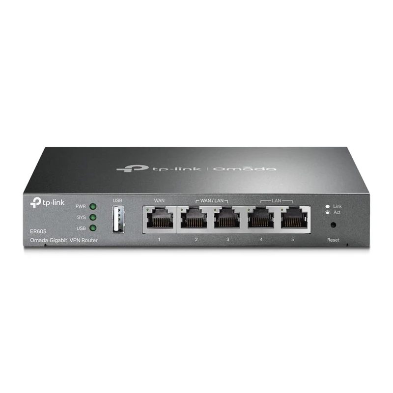 TP-LINK ER605 5 port dual/multiple WAN VPN router (up to 4 Gigabit WAN ports, highly secure VPN, Omada SDN, central management, intelligent monitoring, firewall) black, ideal for office networks