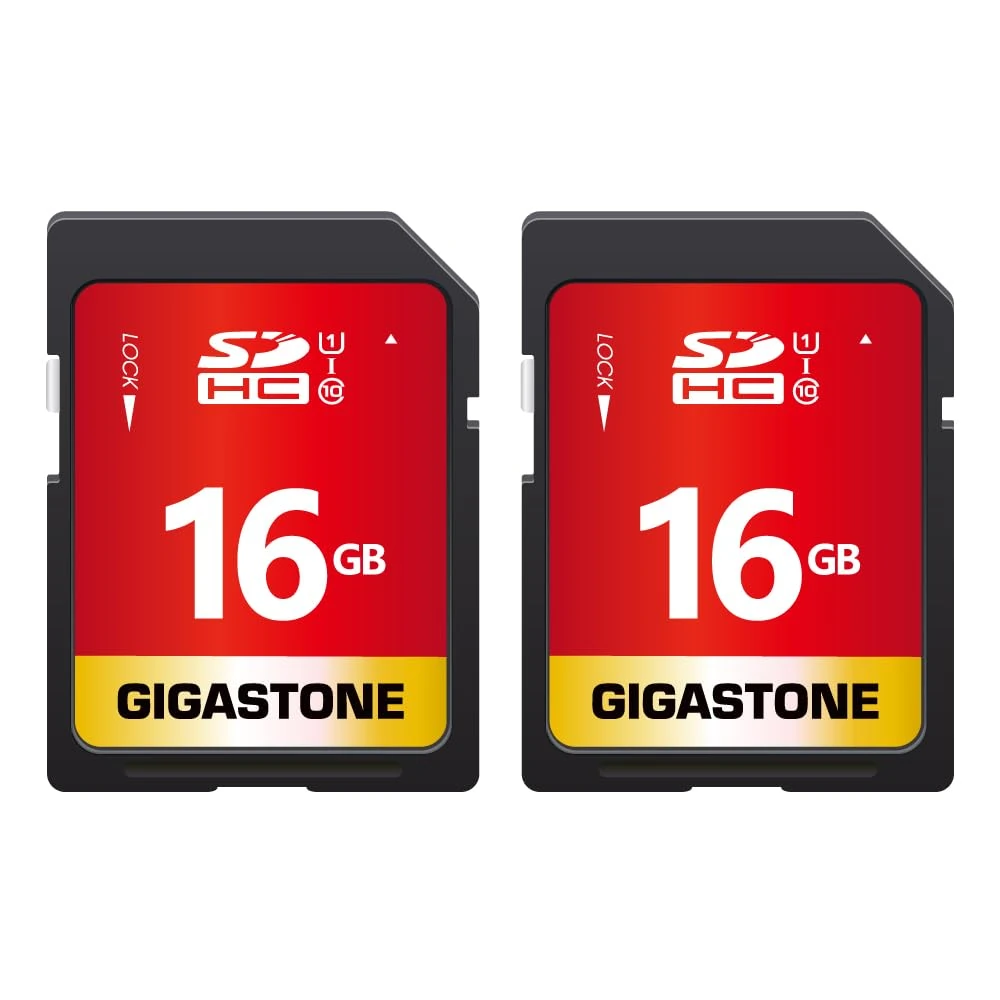 Gigastone 16GB SDHC Memory Card, Pack of 2 Cards, Prime Series, Up to 80MB/s Transfer Speeds for Photos, Videos, Music, Files, Camcorder, Camera, PC, Class 10 U1 UHS-I
