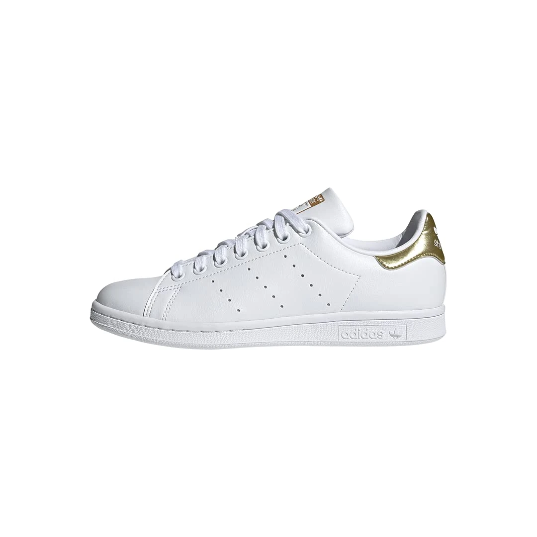 adidas Originals Women's Stan Smith (End Plastic Waste) Sneaker, White/White/Gold Metallic, 7.5