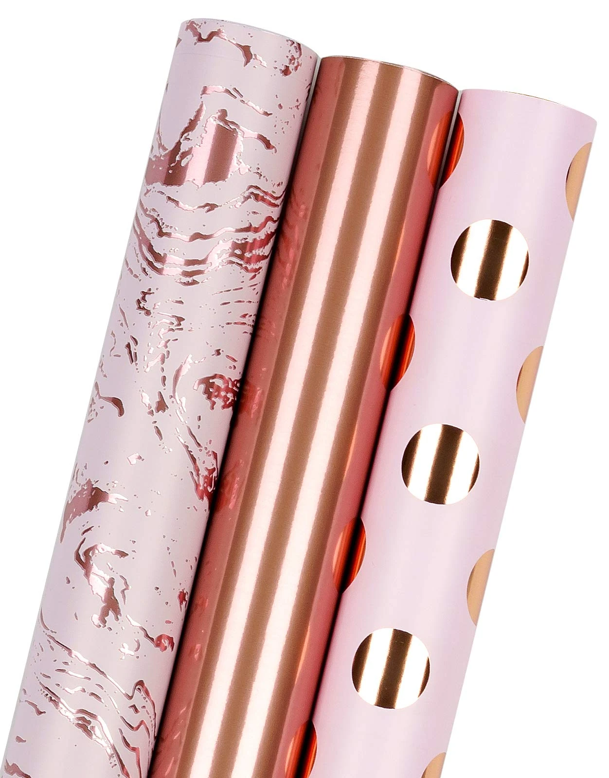 RUSPEPA Wrapping Paper Roll - Mini Roll Set - 43.2 cm X 3.05 m Per roll - 3 Different Pink Marble Polka Ddots Design (42.5 sq. ft.TTL.)