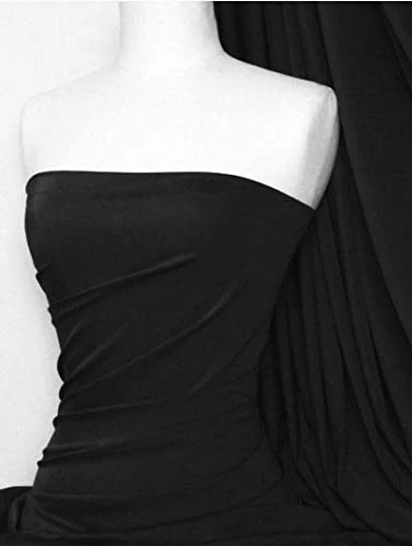 Premium Quality Luxe Heavy Matte Nylon Lycra | 4 Way Stretch Material | Matching Shades in Mesh | 50+ Colours in Stock | Sold by The Metre | by Tia Knight (SQ502) (Black)