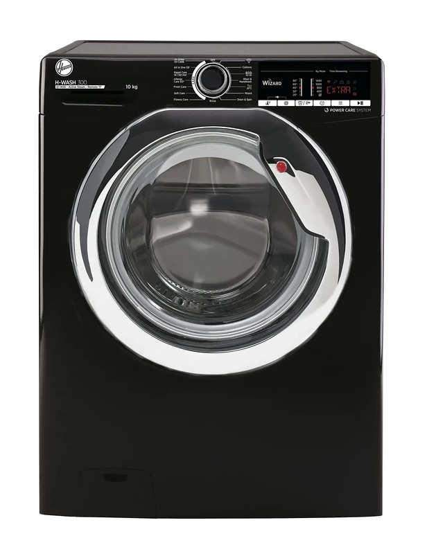 Hoover H3WS4105TACBE-80 10kg 1400rpm Freestanding Washing Machine, WIFI Connected, Steam, Black with Chrome door