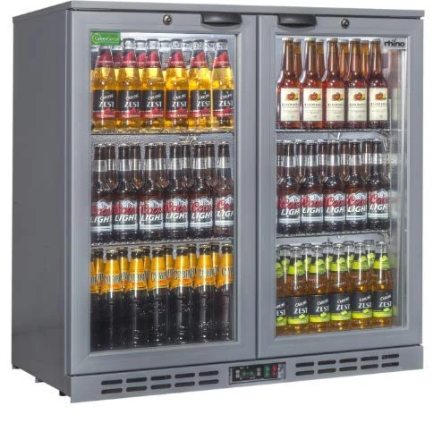Cold 900 Double Door sliding 900mm Bottle Cooler Silver