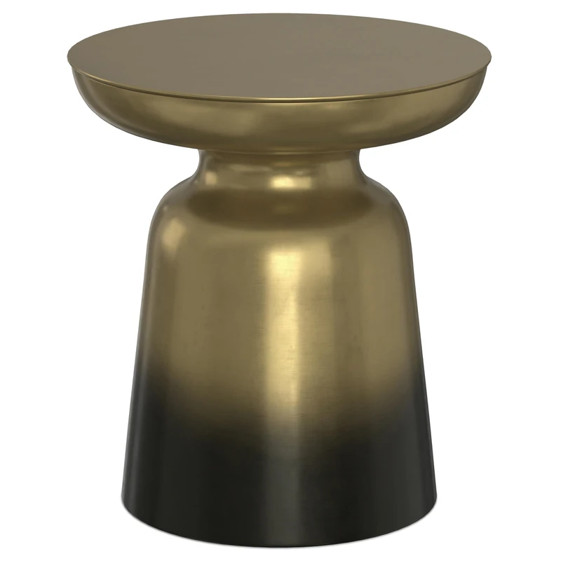 SIMPLIHOME Toby Accent Table - 17 inch Wide Iron Drum-Style Metal Side Table in Black/Gold Ombre, Modern Industrial Plant Stand with Sculptural Design for Living Room, Bedroom, Entryway, Assembled - Image 1