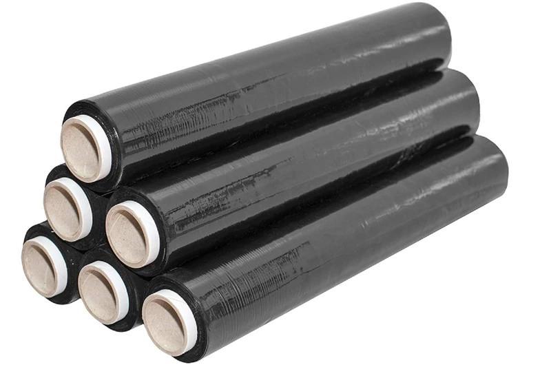 Pack of 6 Stretch Film Wrapping Film 500mm x 150m 1.5kg Black