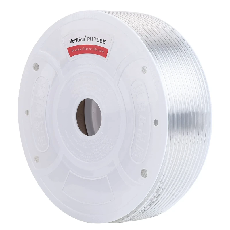 VerRich Pneumatic Tubing Pipe Pu Hose,Transparent White 8mm OD x 5mm ID 100 Meters(328 FT) PU Air Hose Line Tube for Air Compressor Transfer