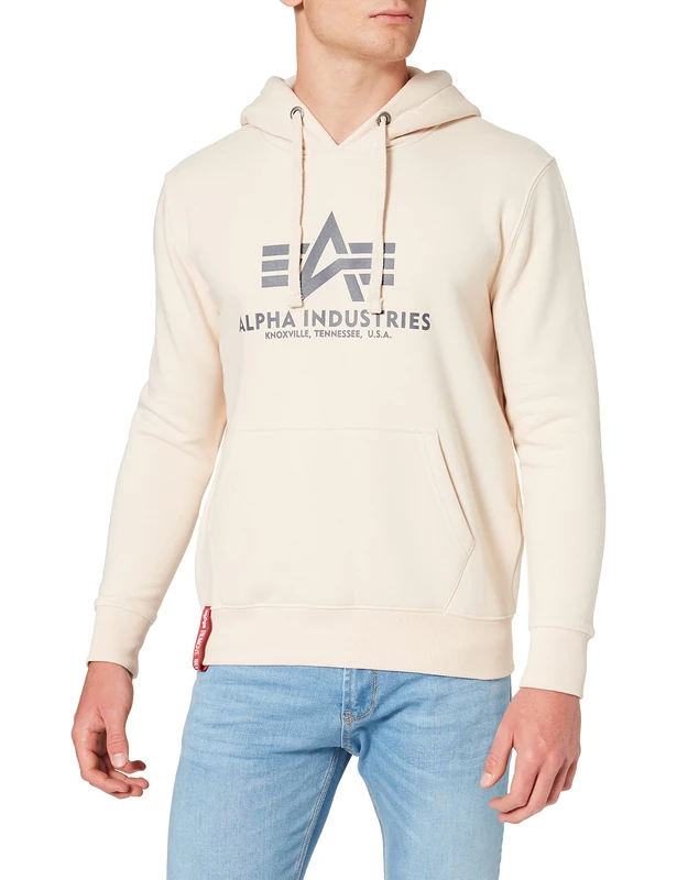 Alpha Industries Basic Hoody Hooded Sweat for Men Jet Stream White