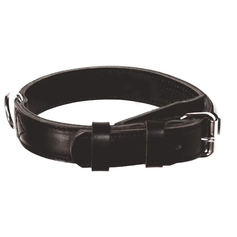 DINGO GEAR Civilian Genuine Leather Dog Collar, Strengthened and Stitched in Multiple Layers, for Training and Walks, Neck Girth 48-56 cm, Black (S04041) - Image 1