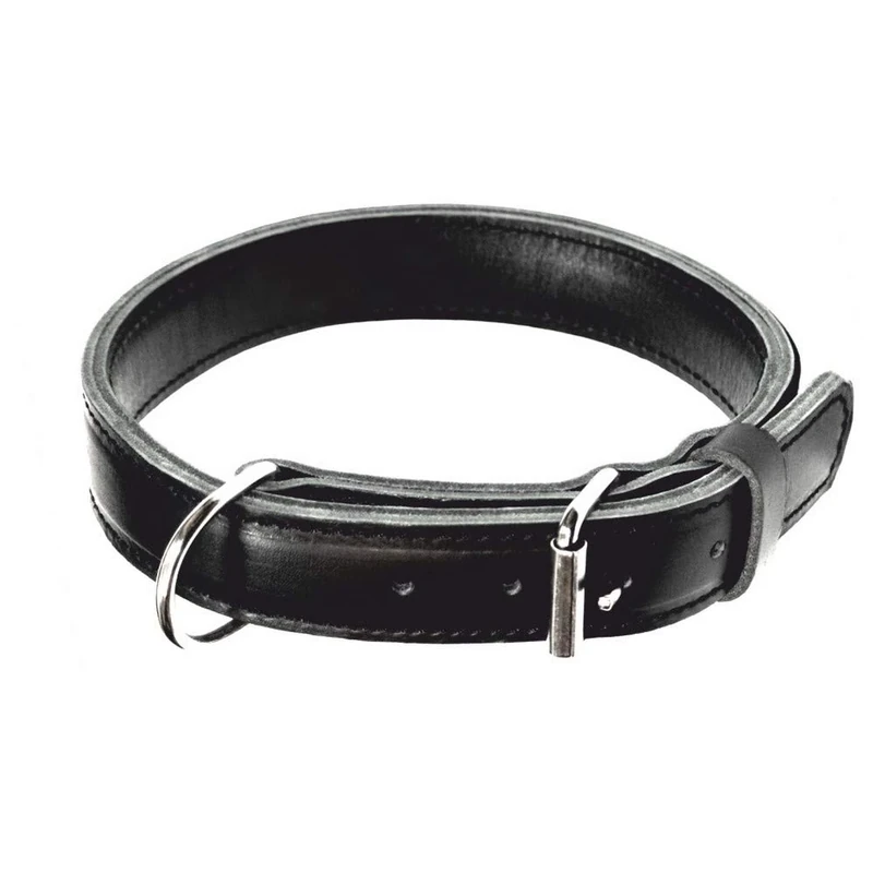 DINGO GEAR Max Genuine Leather Collar, Extreme Strong and Durable Collar with Chromed Fittings, Dog Neck Girth 56-64 cm, Suitable for Working Dogs, Black (S04032)