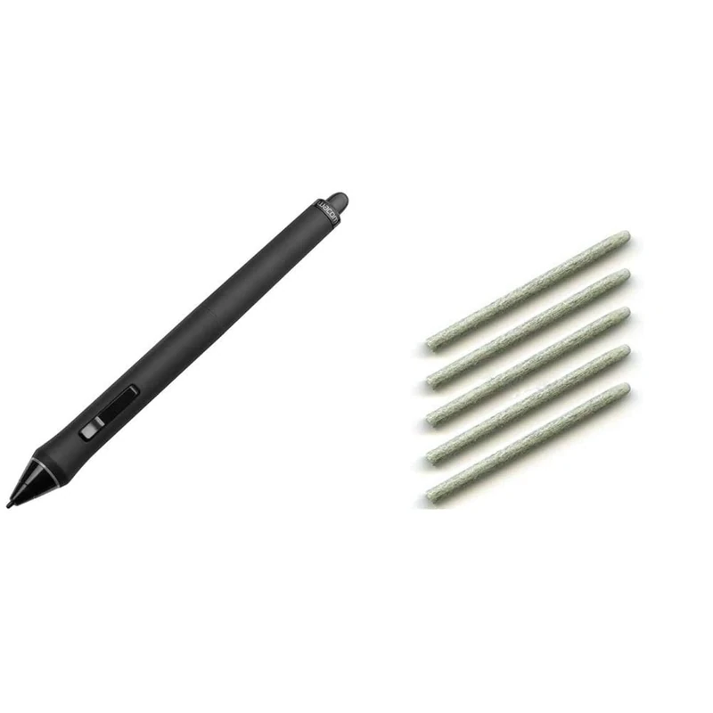 Wacom Grip Pen for Intuos4 Plus Cintiq 21 (DTK)- Black & Hard Felt Nibs for Intuos 4/5 (Pack of 5) (13x7.5 x2.5cm)