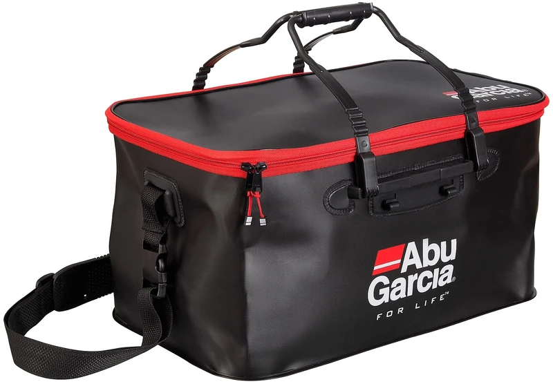 Abu Garcia Waterproof Boat Bag, Fishing Luggage for all fishing styles, 38 x 48 x 24cm, Black/Red