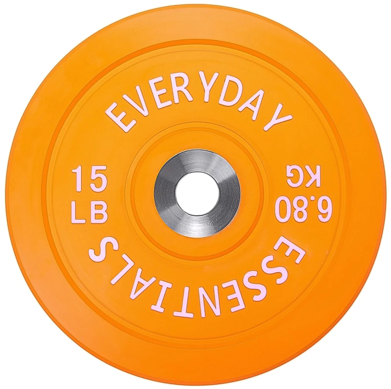 BalanceFrom Everyday Essentials Color Coded Olympic Bumper Plate Weight Plate W Steel Hub, Orange
