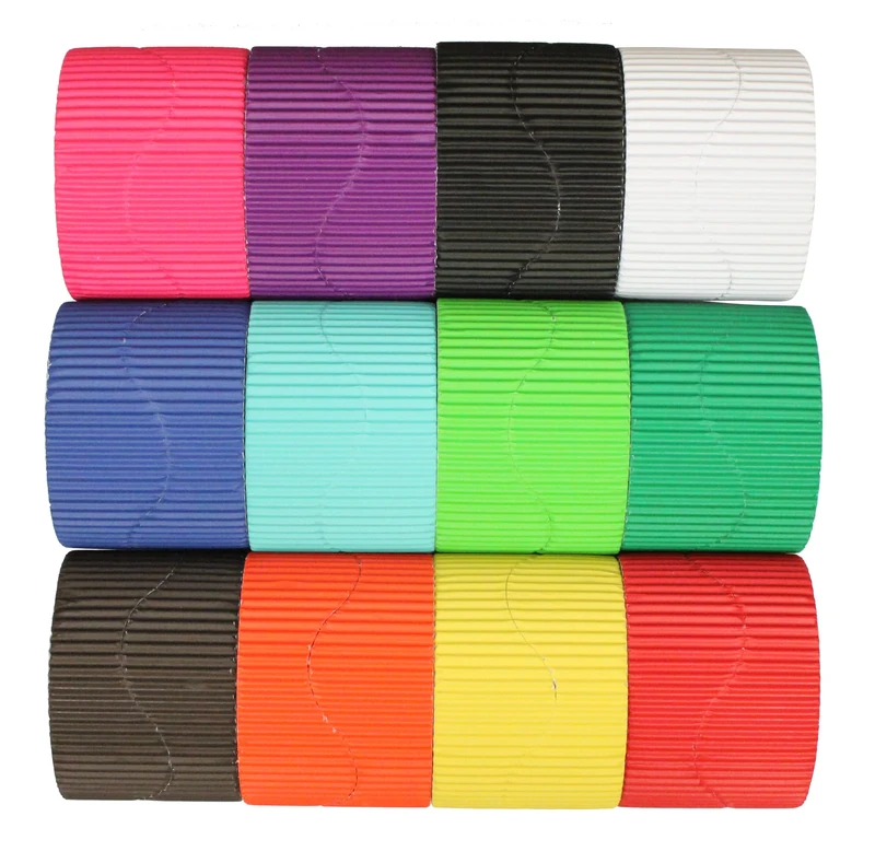 Bright Ideas Corrugated Border School Displays, (Pack of 12 Rolls) in Assorted Colours, 10cm x 7.5m. BI7868.