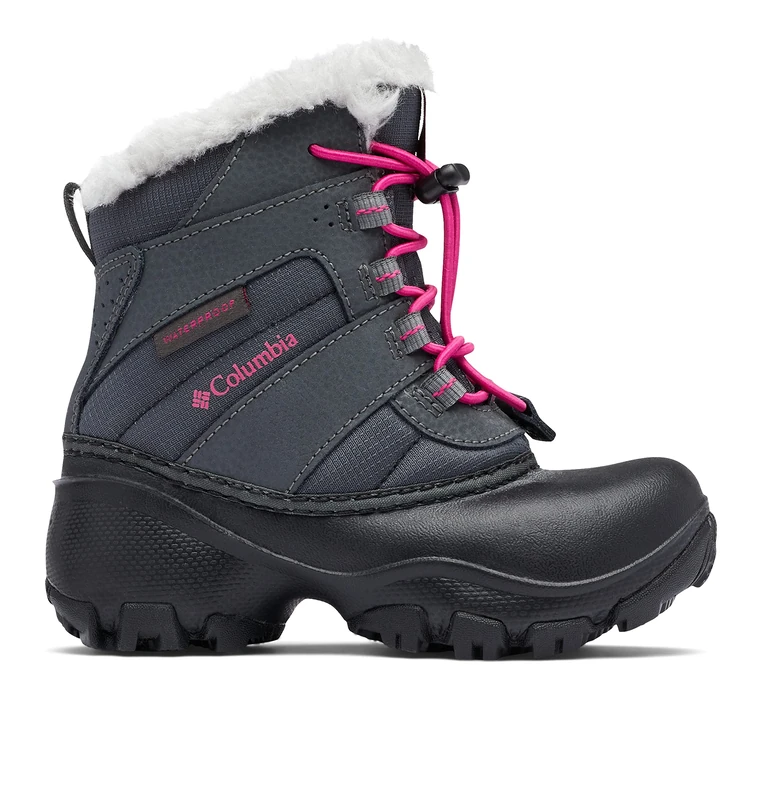 Columbia Unisex Kids' Childrens Rope Tow III Waterproof Snow Boot Grey, Dark Grey, Haute Pink, 8 UK