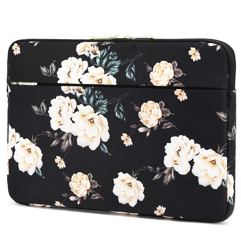KAYOND 14 inch Laptop Sleeve, Compatible MacBook pro 15.4（2017-2020） and 14 inch Notebook Computer, Water Repellent Laptop Bag,Shockproof case (14-14.1 inch, Black Peony)