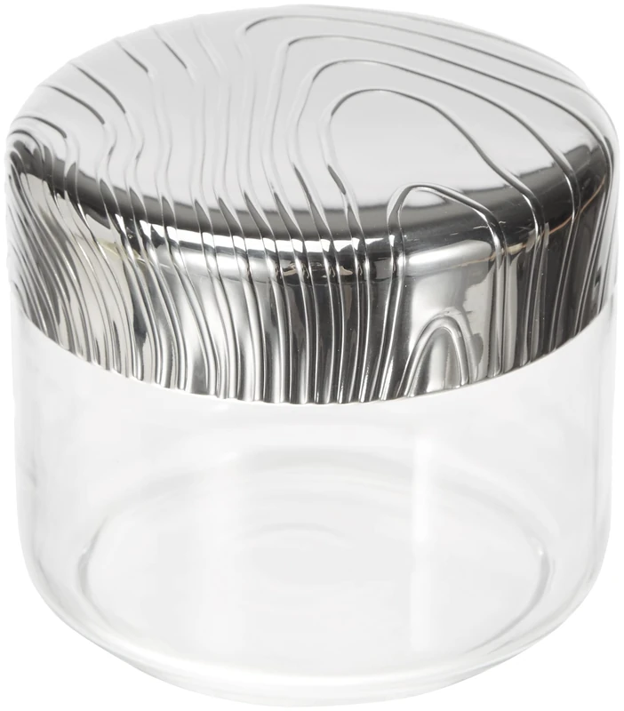 Glass jar Hermetic lid in 18/10 stainless steel with relief decoration