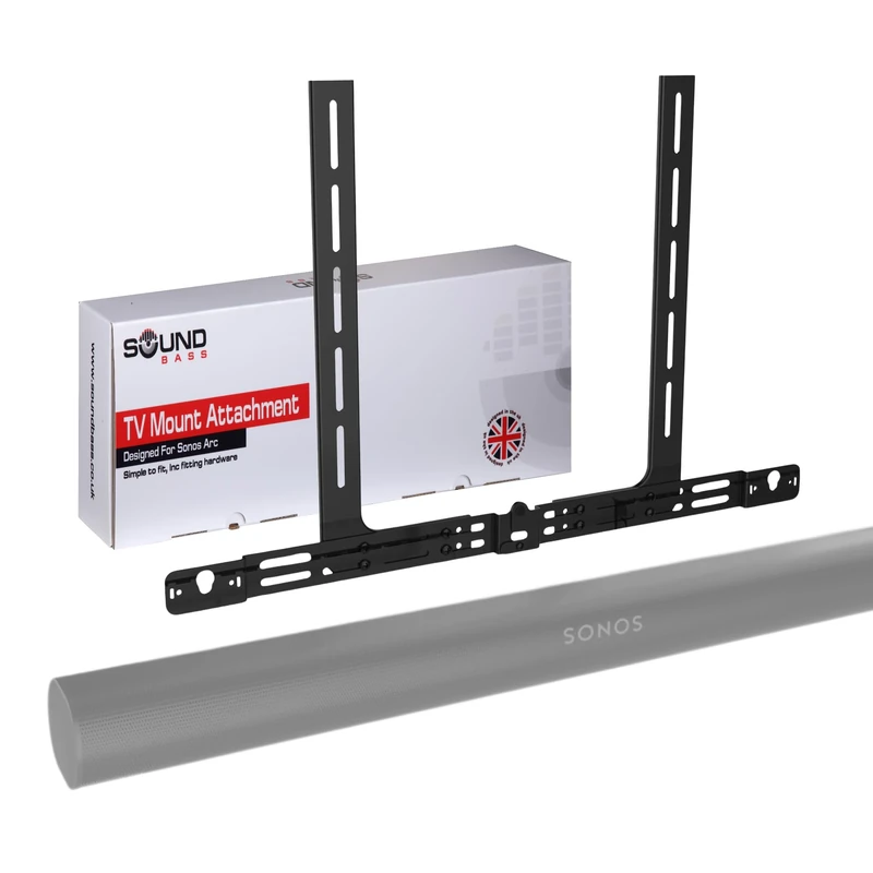Sound Bass Arc Sound bar TV Mount, Black, Compatible with Sonos Arc Soundbar and Ultra version. Mounting Bracket for TV, Hardware Kit Included, Designed in The UK