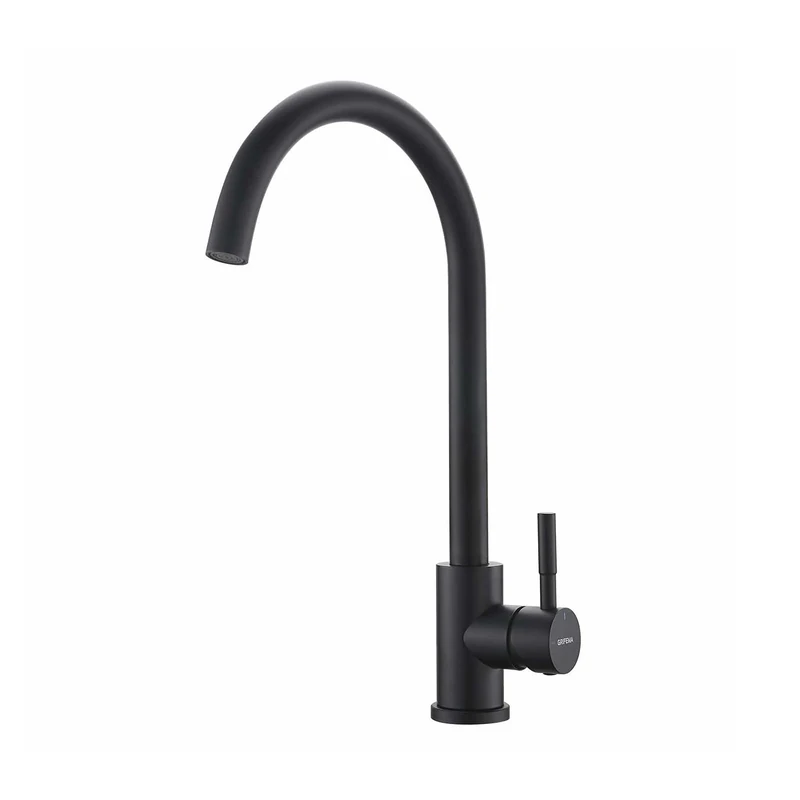 GRIFEMA G4008B Black Kitchen Tap, Mixer Sink Taps with 360 Degree Flexible Spout High Arc Kitchen Faucet Stainless Steel Hot and Cold Mixer Tap with 3/8 Inch Hoses