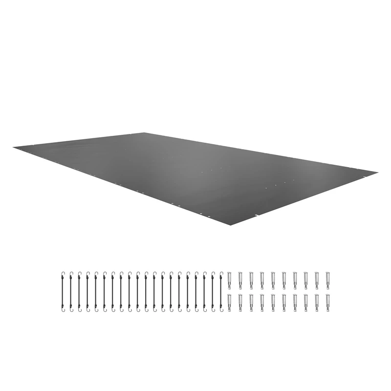 VEVOR Rectangle Inground Pool Safety Cover, Fits 12x25ft, Dark Grey, PVC, Mesh, Winter Safety Cover with Drainage Holes, Easy Installation