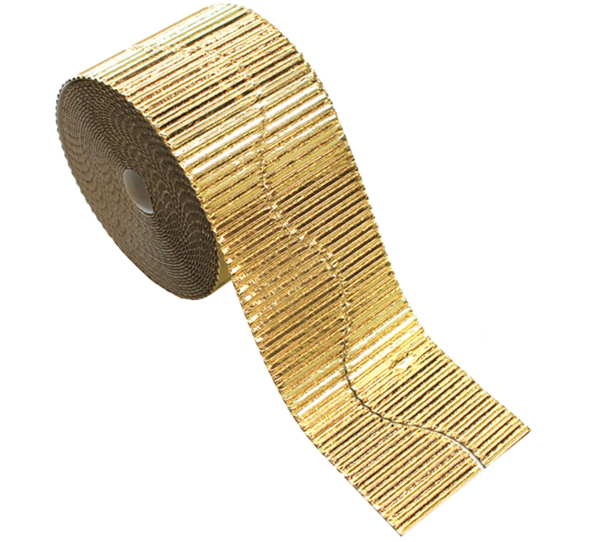 Bright Ideas Corrugated Border Roll for School Displays, Metallic Gold, 57mm x 7.5m (15m When Split), BI8200