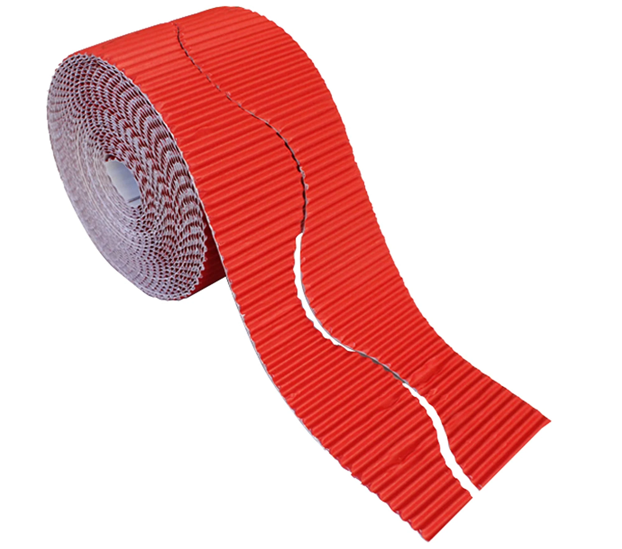 Bright Ideas Corrugated Border Roll for School Displays, Red, 57mm x 7.5m (15m When Split), BI7885