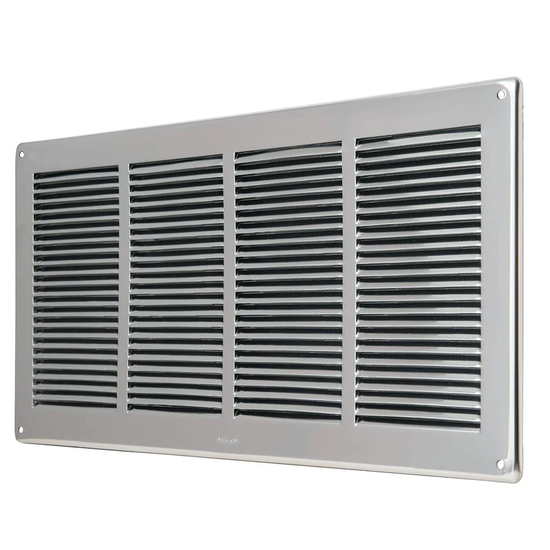 GIN4424R Ventilation Grid Rectangular Stainless Steel 430 Overlay with Insect Net Dimensions 440 x 240 mm