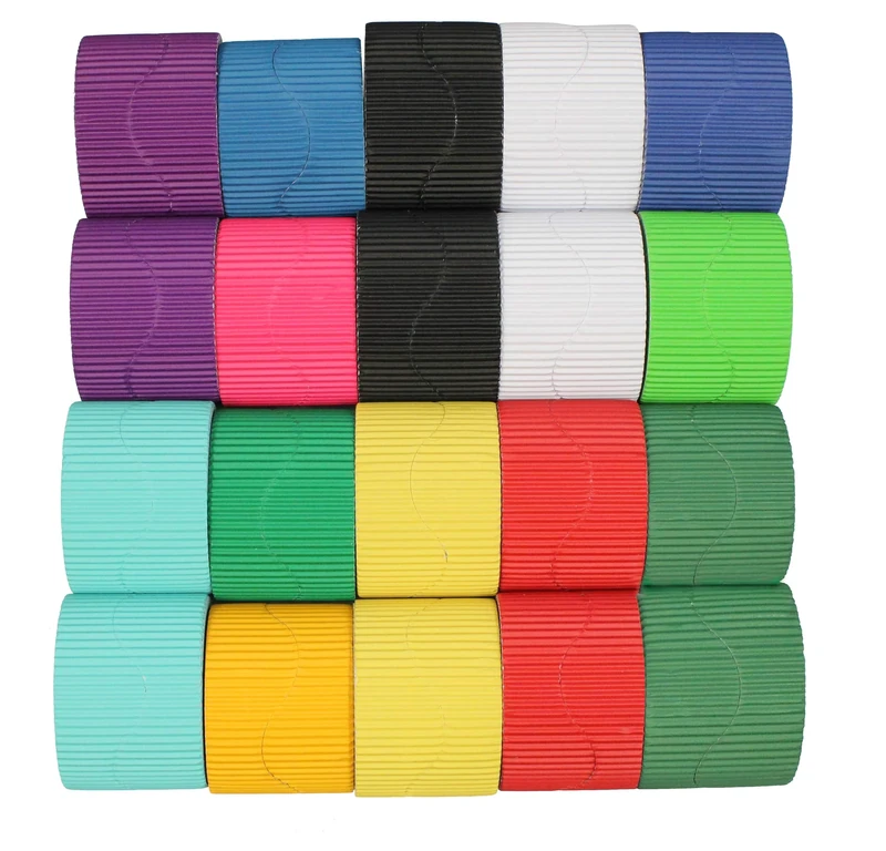 Bright Ideas Wavy Corrugated Border Rolls School Displays Arts and Crafts, Box of x 20 Colour Rolls,10cm x 7.5m 80gsm, 13 Assorted Colours including Black, White, Red and Emerald Green. BI7898.