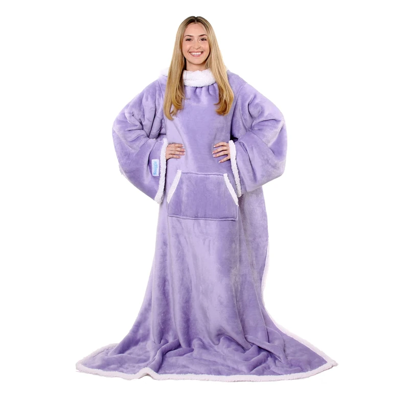 Snuggie Sherpa- The New & Improved Wearable Blanket That Has Sleeves, Warm, Cozy, Super Soft Sherpa, Functional Blanket with Sleeves & Pockets for Adult, Women, Men – Lilac