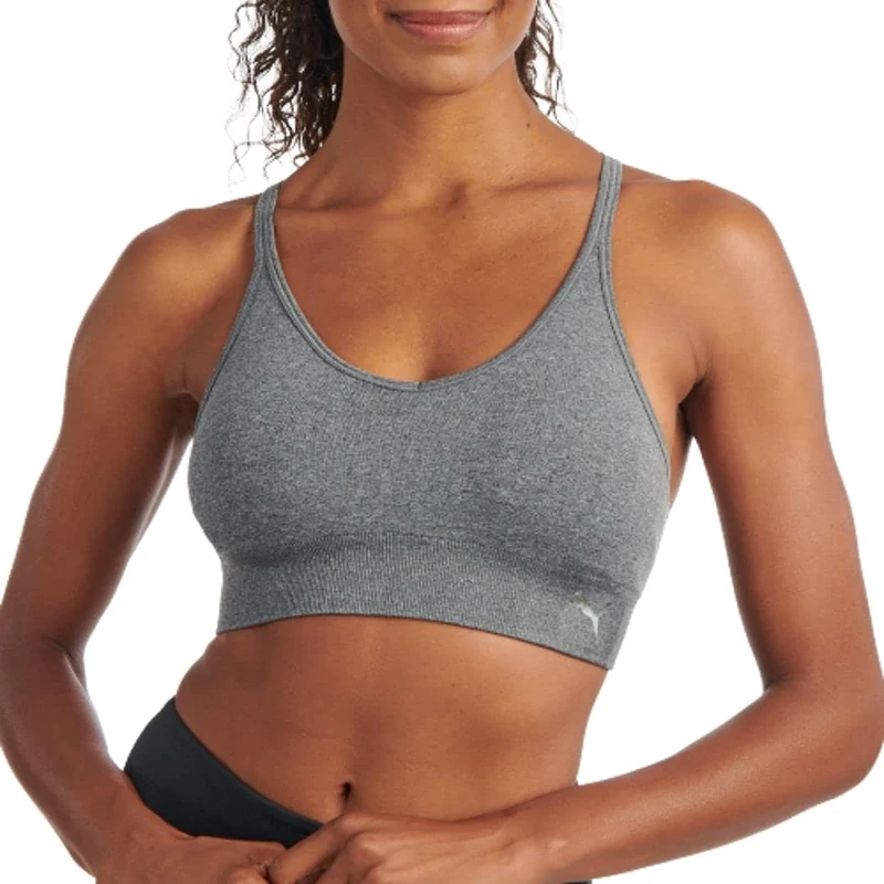 PUMA Women's 2 Pack Y-Back Seamless Sports Bra, Black/Grey, XL