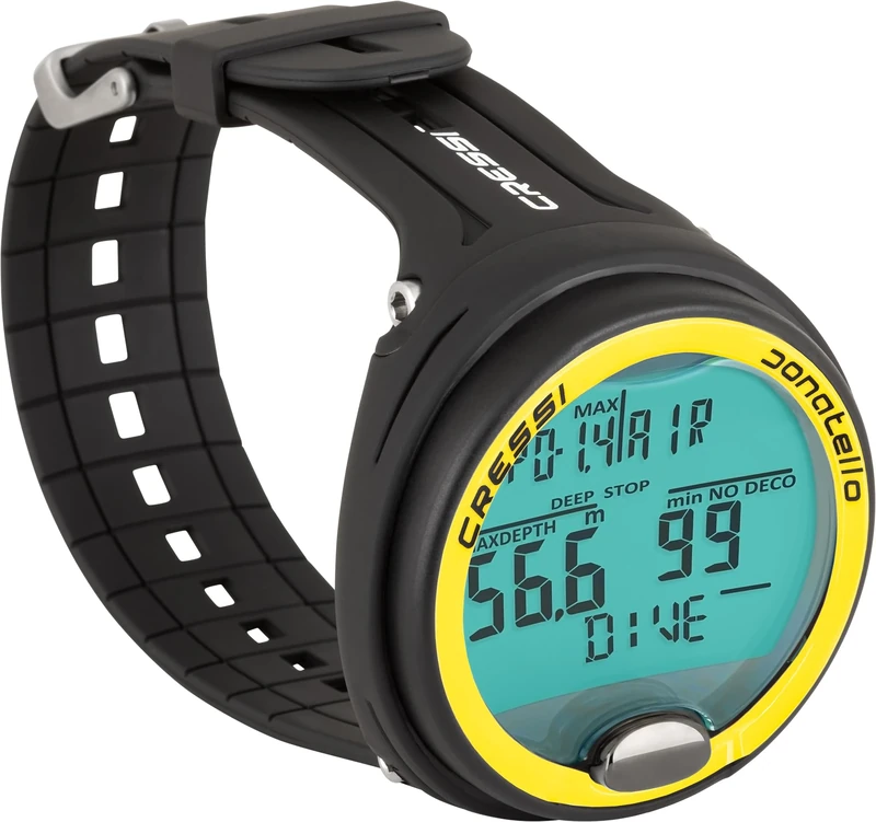 CRESSI Donatello Diving Computer - Professional Wrist Diving and Apnea Dive Computer, Black/Yellow, One Size, Unisex Adult