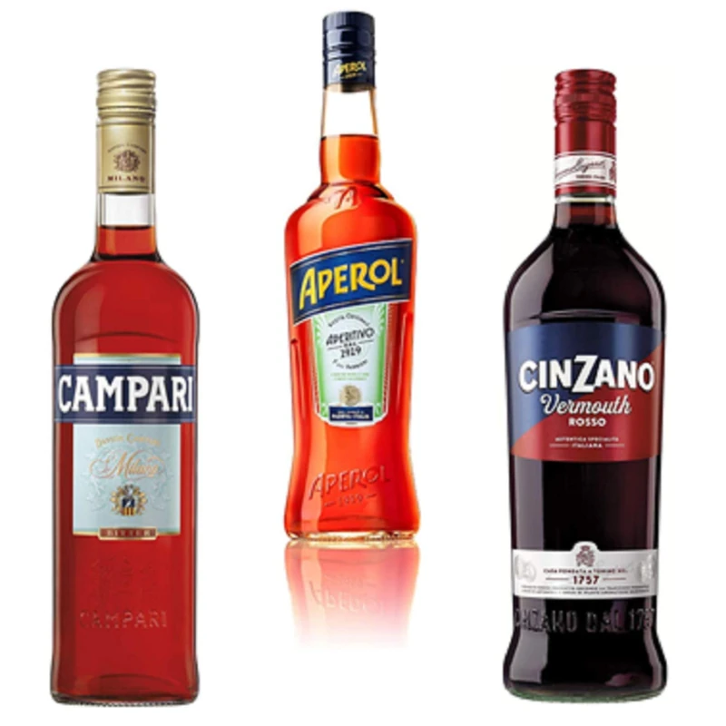 Italian Aperitivo Essentials - Aperol 70cl, Campari 70cl and Cinzano Classico Rosso 75cl