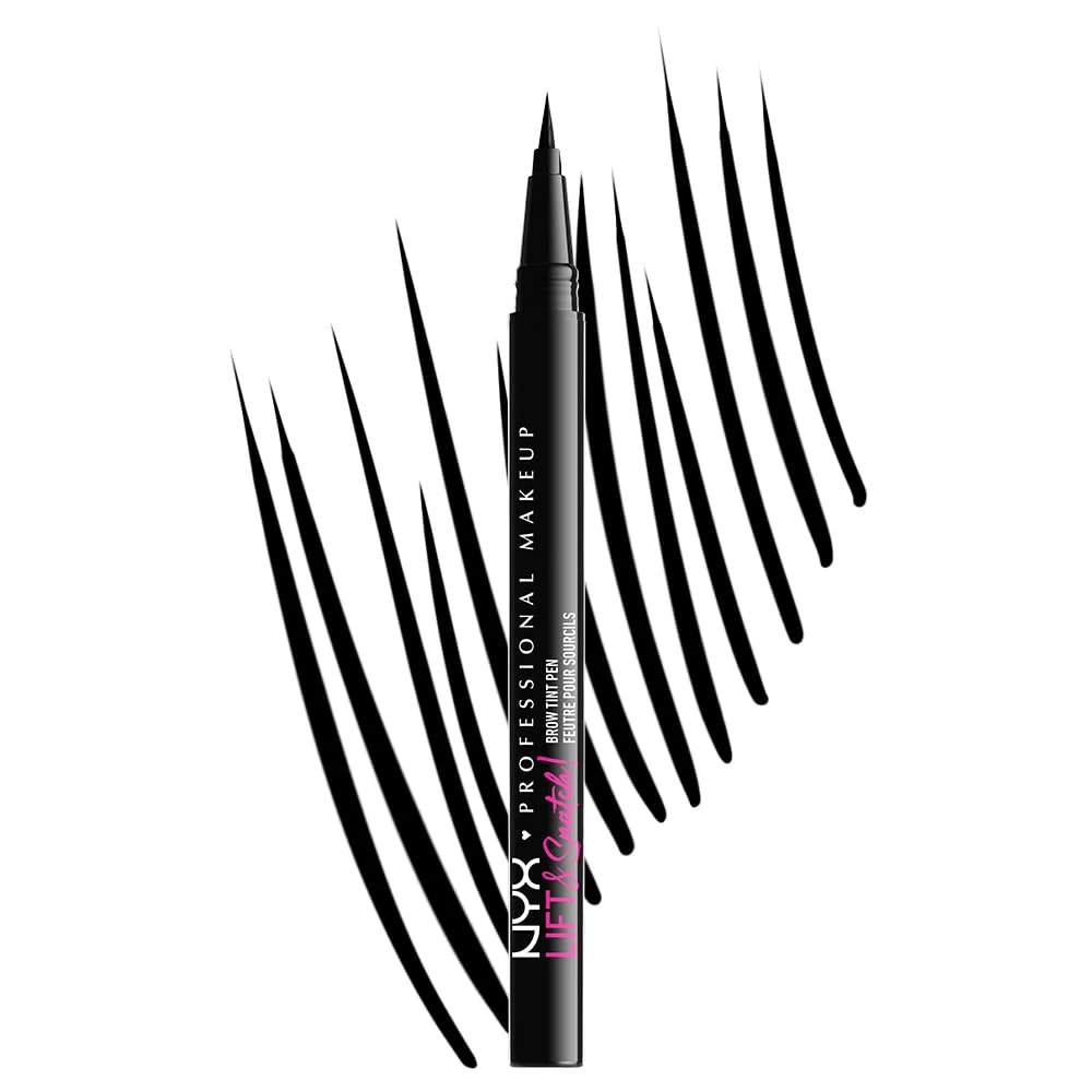 NYX Professional Makeup Brow Tint, Lift And Snatch Brow Tint Pen, Up to 16 Hour Wear, Smudge-resistant, Transfer-resistant, Extra Thin Bristles, Shade Black, 1ml