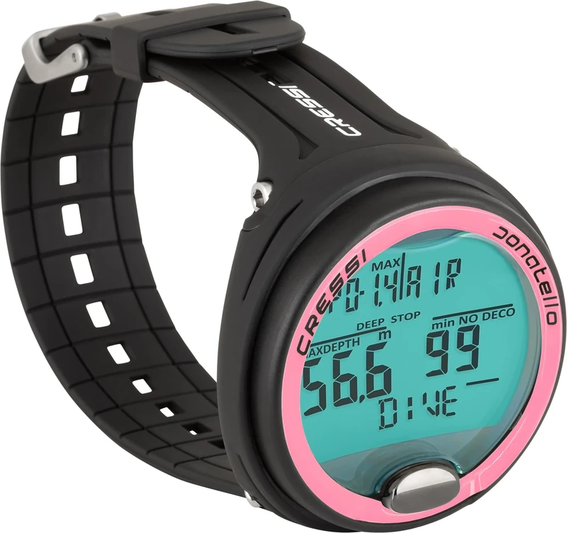 CRESSI Donatello Diving Computer - Professional Wrist Diving and Apnea Dive Computer, Black/Pink, One Size, Unisex Adult