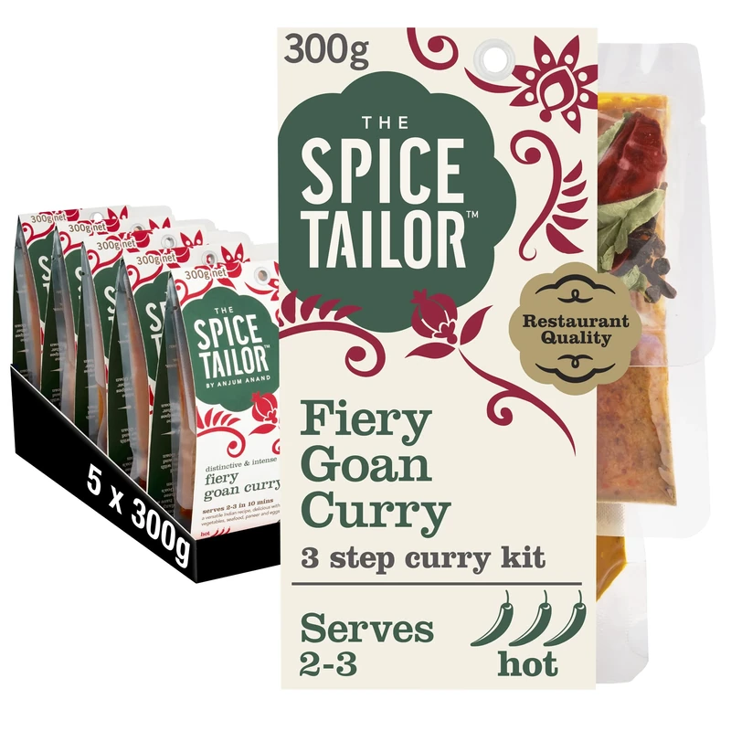 The Spice Tailor - Indian Curry Sauce Meal Kit Fiery Goan Curry, Pack of 5, Vegetarian