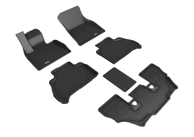 3D MAXpider Complete Set All-Weather Floor Mats for Select BMW X7 (G07) 6-Passenger Models - Kagu Rubber (Black)