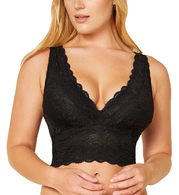 Cosabella Women's Say Never Curvy Plungie Longline Bralette Plunge Bra, Black, XL