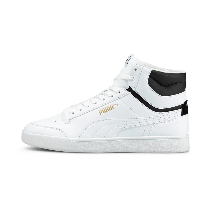 PUMA Unisex Shuffle MID Sneaker, White White Black Team Gold, 13 UK