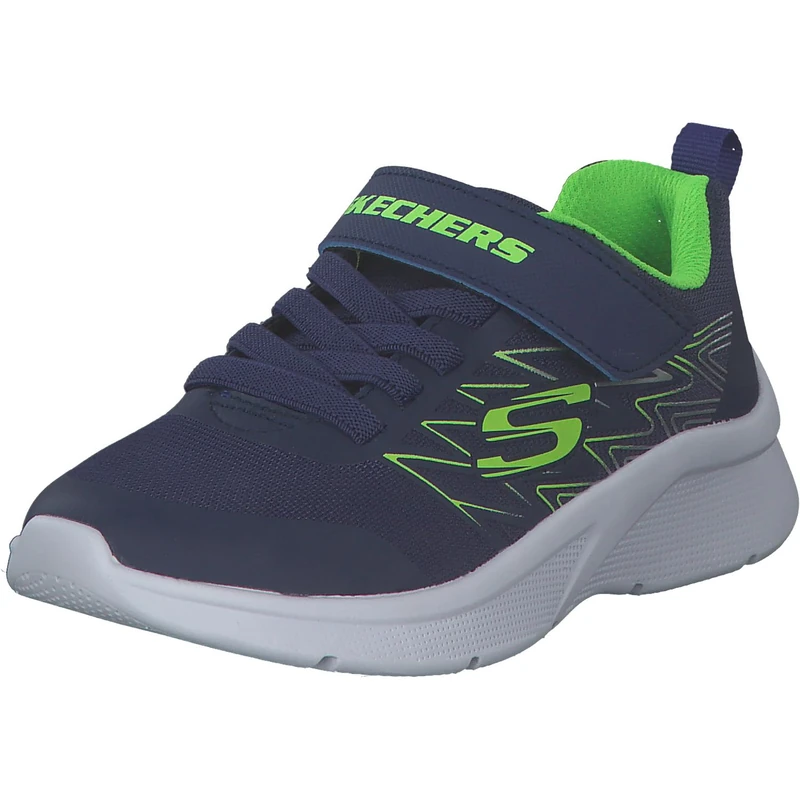 Skechers Boy's Microspec Texlor Sneakers, Navy Textile/Lime & Silver Trim, 9.5 UK Child