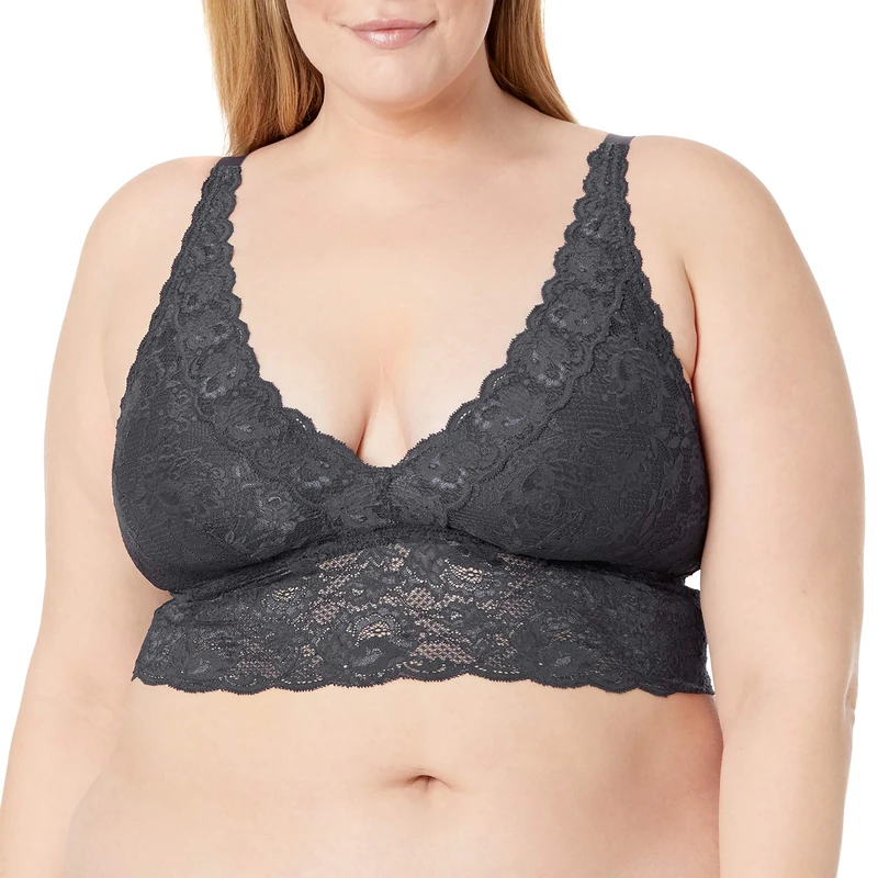Cosabella Women's Plus Size Say Never Extended Plungie Longline Bralette, Anthracite, 1X