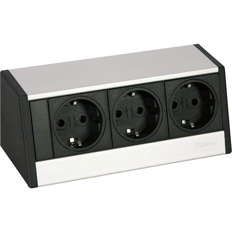 EVOline 159800014900 Socket Element R-Dock 3 x Schuko Black
