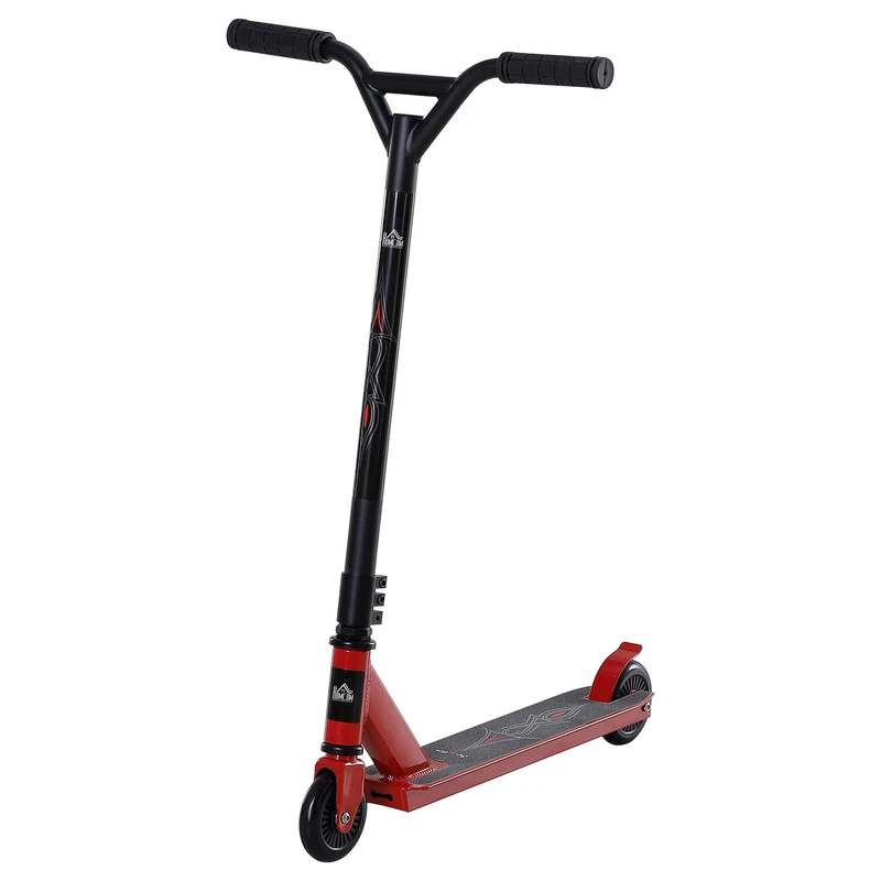 HOMCOM Street Stunt Scooter Intermediate and Beginner Freestyle Tricks Scooters For 14+ Teens Adult w/Rear φ10cm Wheel & Brake - Red