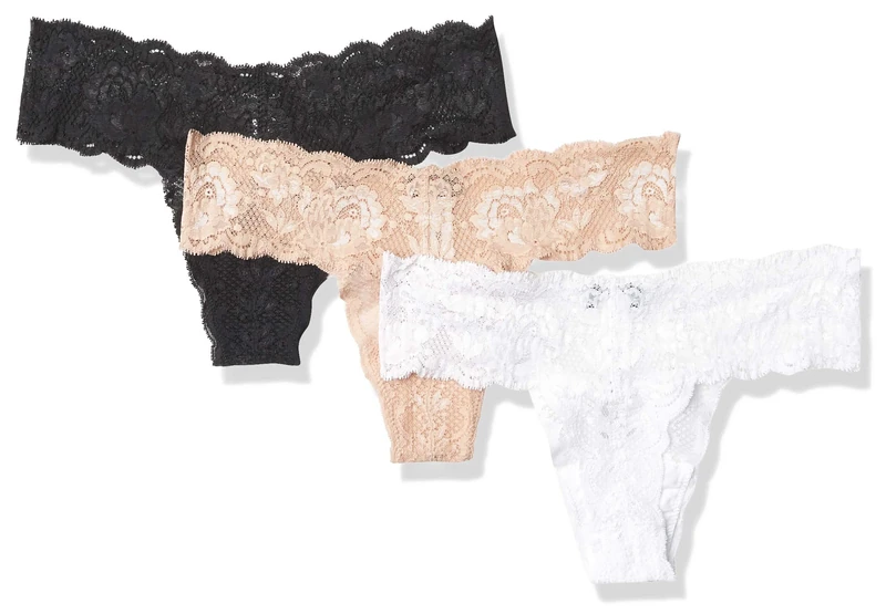 Cosabella Women's Say Never Cutie Low Rise Thong 3 Pack Panties, Black/Sette/White, One Size